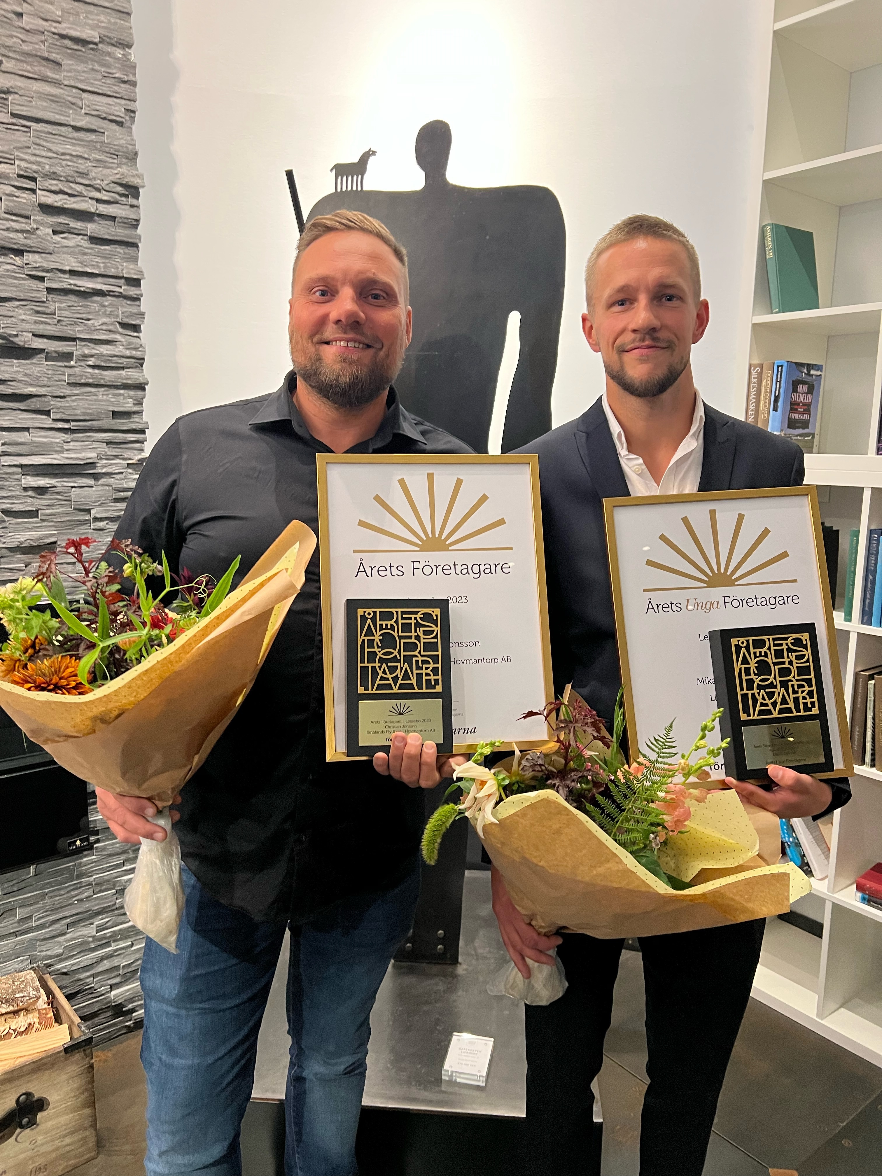 Årets Företagare Lessebo 2023, Christian Jonsson, Smålands Flyttbud och Årets  Unga Företagare Lessebo 2023, Mikael Lisselgård, Lissel Dev.